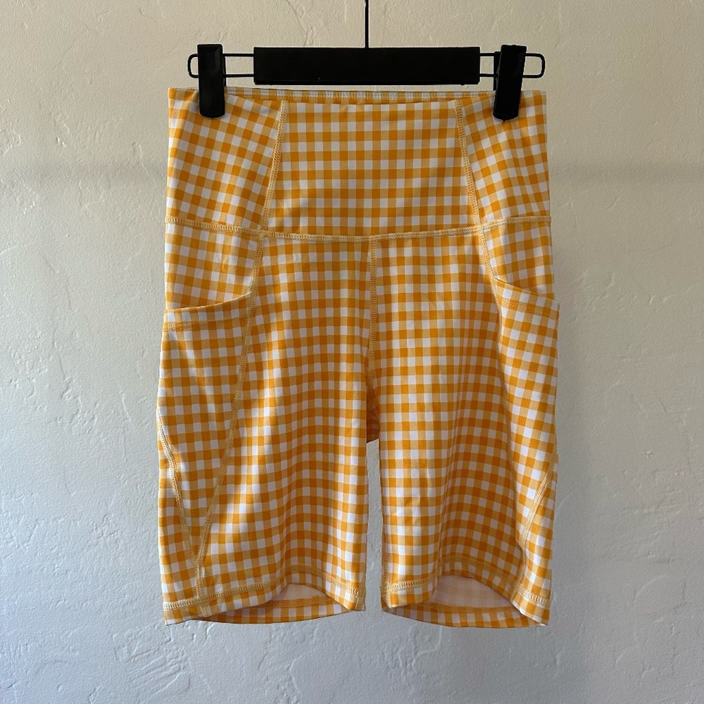 ALLFENIX YELLOW GINGHAM BIKE SHORT